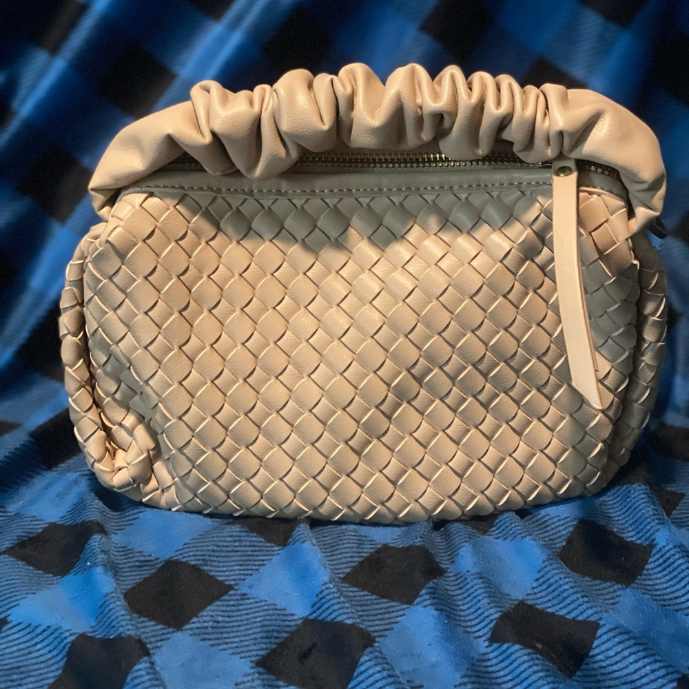 Woven Cream Clutch Bag